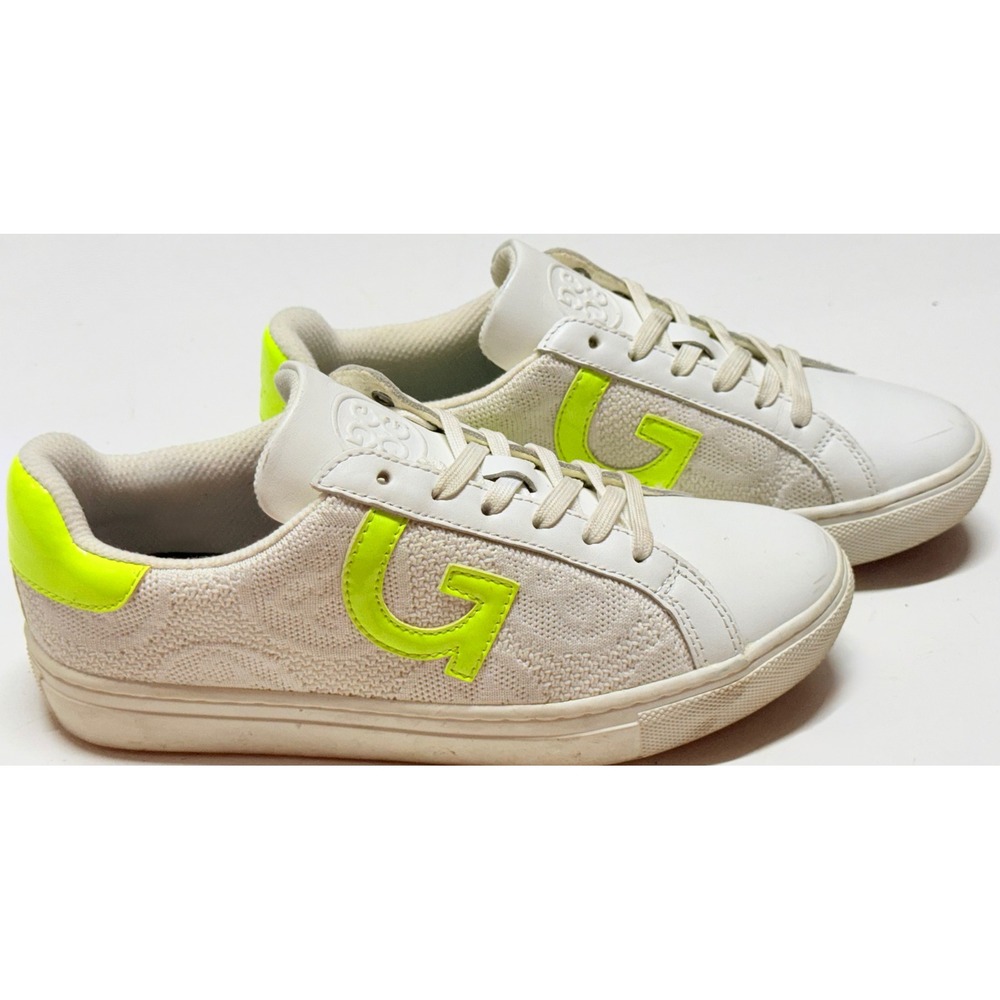 G/FORE MG4+ Leather Knit Golf Shoes White Neon Yellow G4LF21F21 Womens 7.5